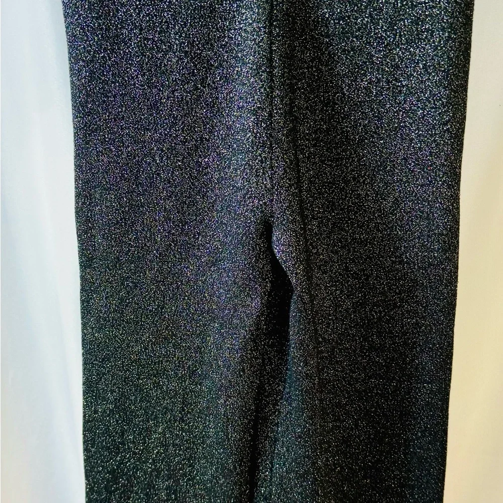 Leith Black & Silver Sparkly Stretch Pull On Wide Leg Capris Size‎ Small